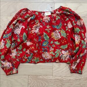 Maeve Vibrant Red Floral Blouse